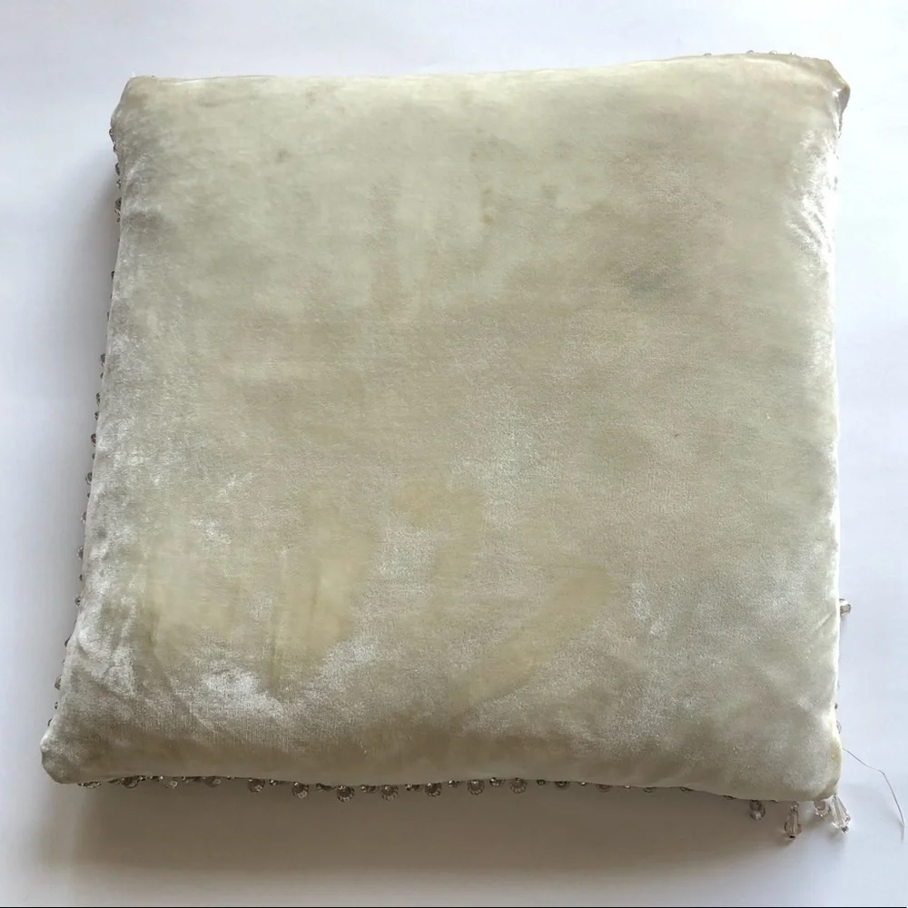 Z Gallerie 14” x 14” Accent Pillow Velvet Beaded Beige